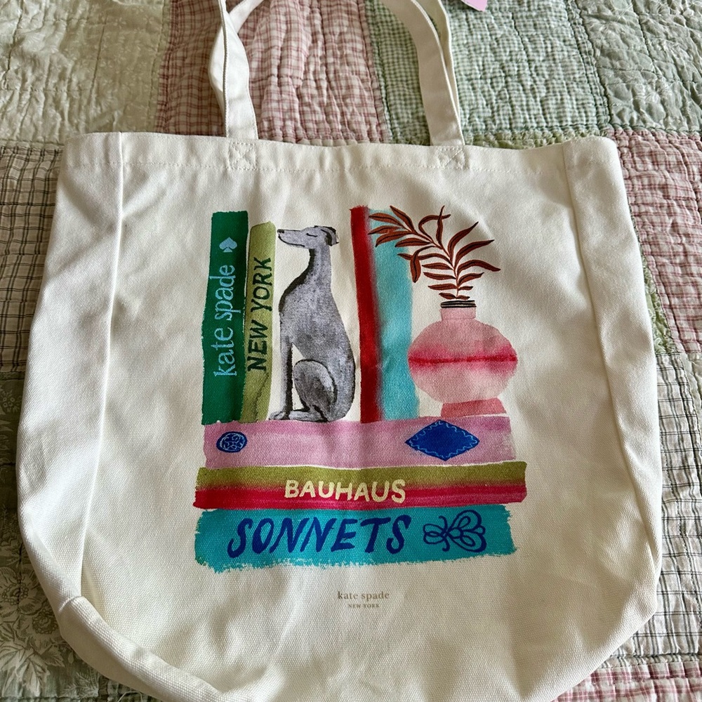 Kate Spade Blue and White Canvas Tote